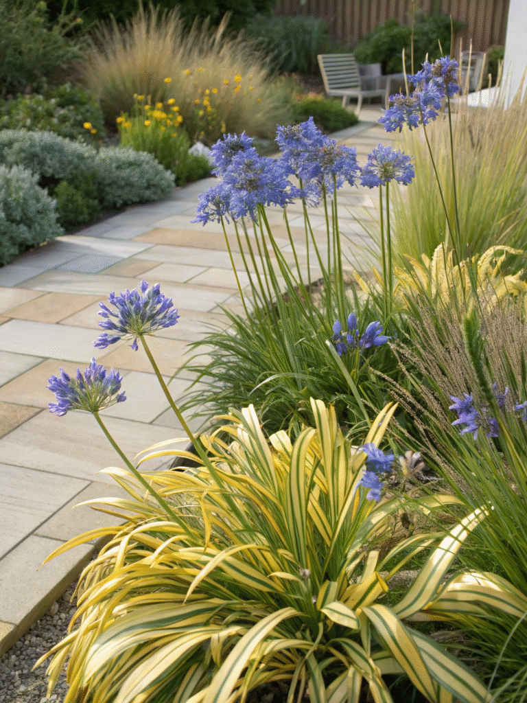 42 agapanthus gold strike vibrant garden border