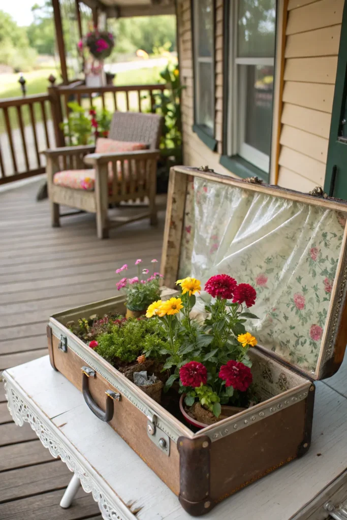 42 vintage suitcase garden open vintage suitca