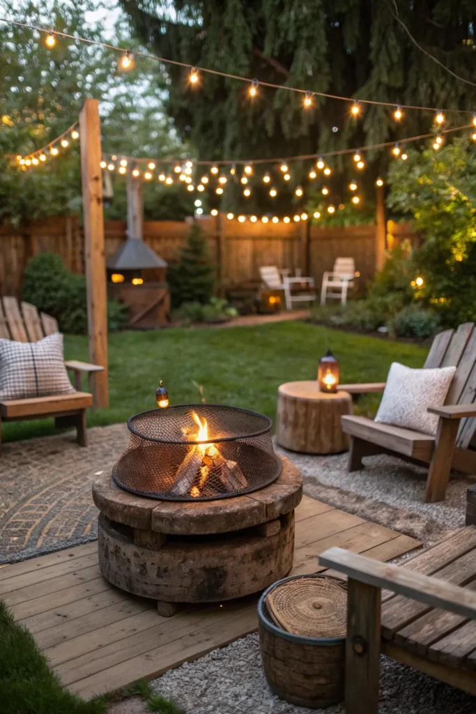 43 a cozy backyard with a reclaimed wood and meta