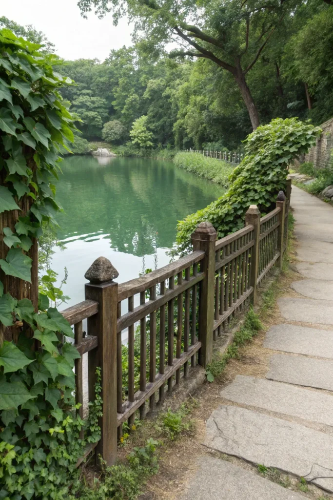 43 decorative fence pond a pond framed by a de