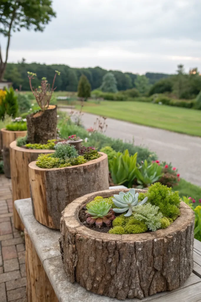 43 rustic log slice planters hollowed log slic
