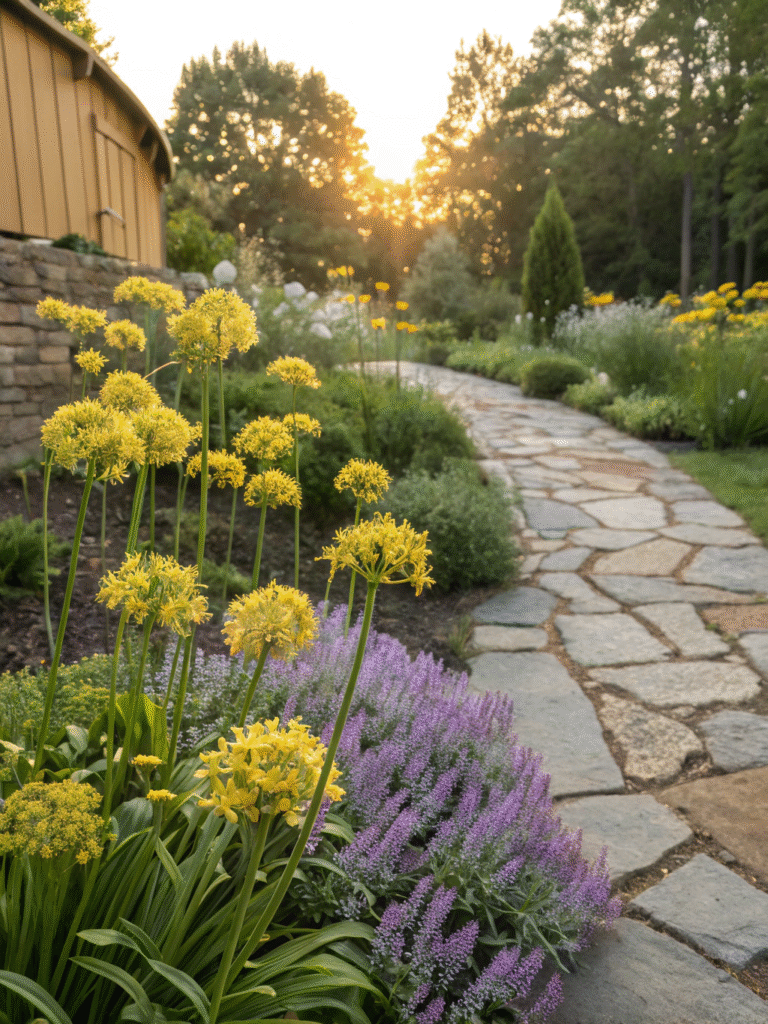 44realistic photo of a rustic cottage garden burst