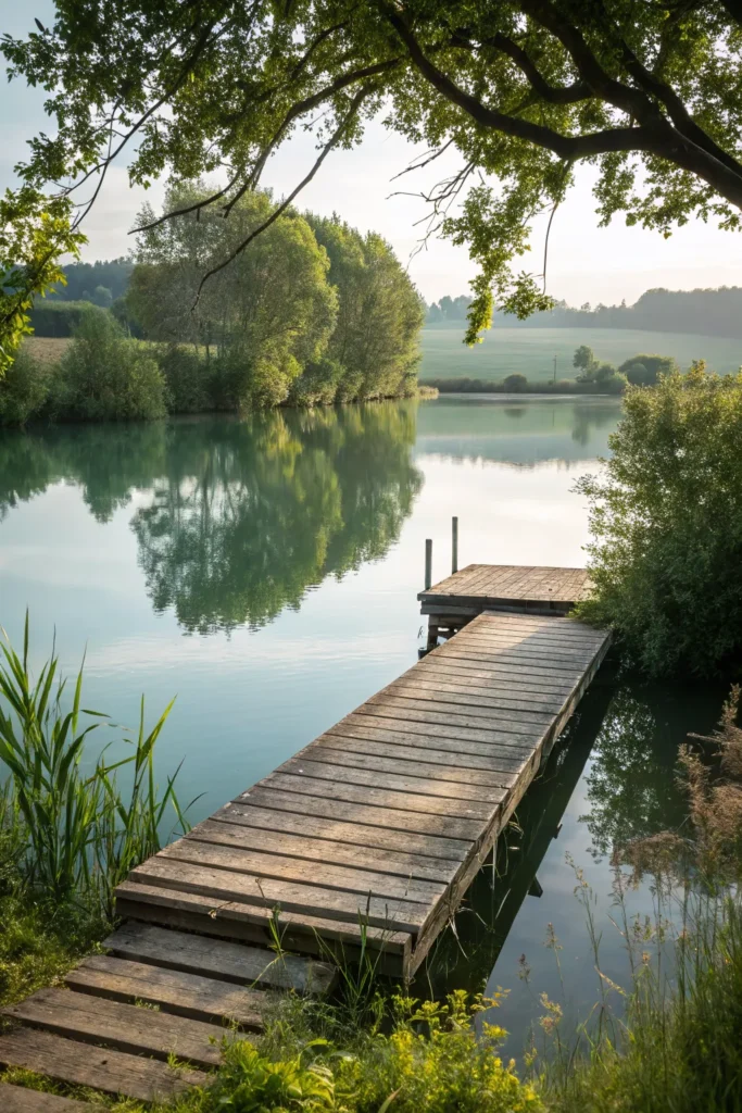 45 pontoon dock pond a small wooden dock exten