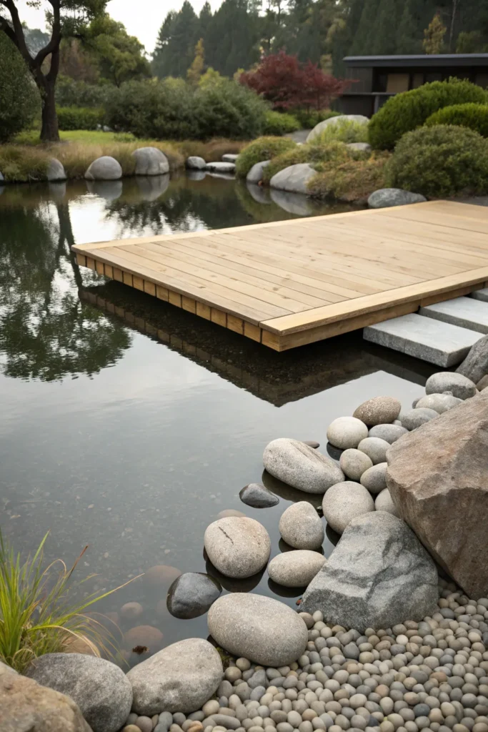 48 meditation pond a minimal pond with a woode