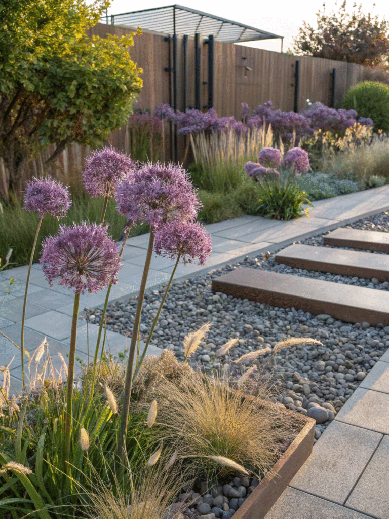 4realistic photo of a contemporary garden featurin