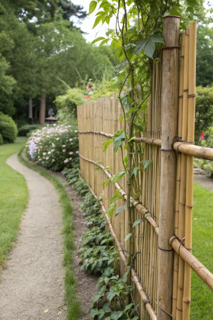 5 bamboo fence with climbing vines bamboo garden