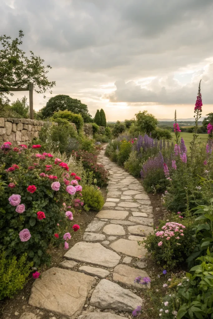 5 cottage style garden border a winding path f