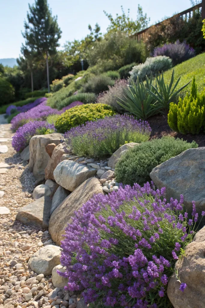 5 lavender in rock garden display rock garden
