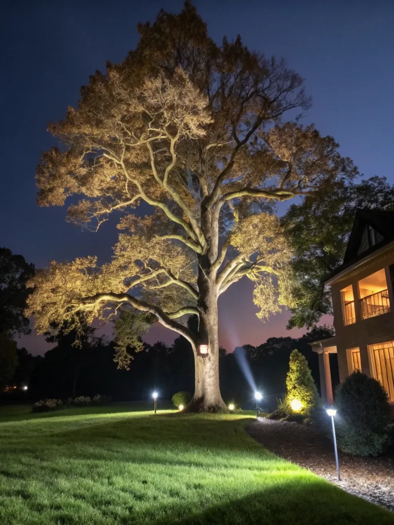 5 tall oak tree dramatically lit with adjustable