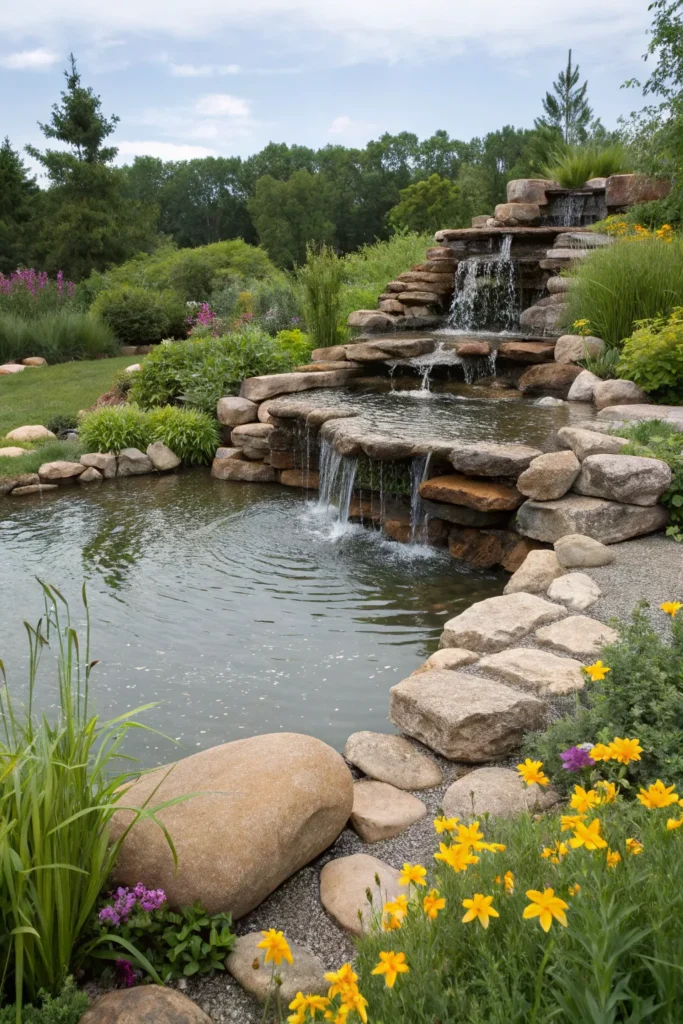 5 tiered rock cascade a natural pond with a tier