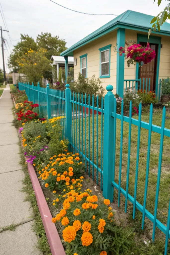 5 vibrant painted metal fence create a lively fr