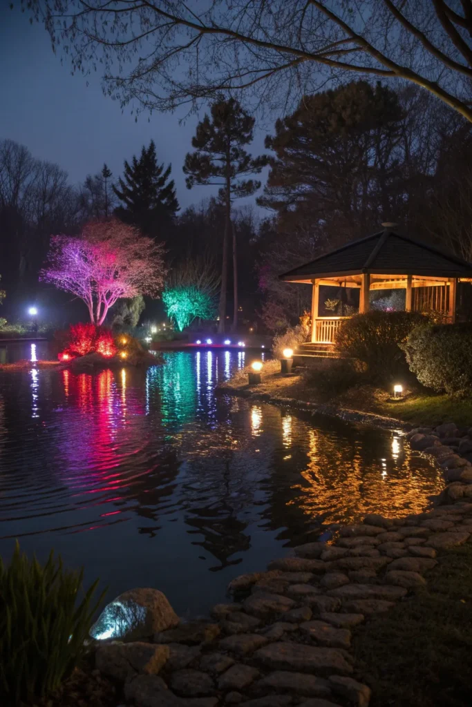 53 night pond with led glow a pond at night wi