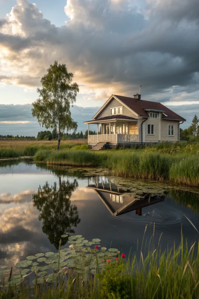 55 summer house view pond a pond in front of a