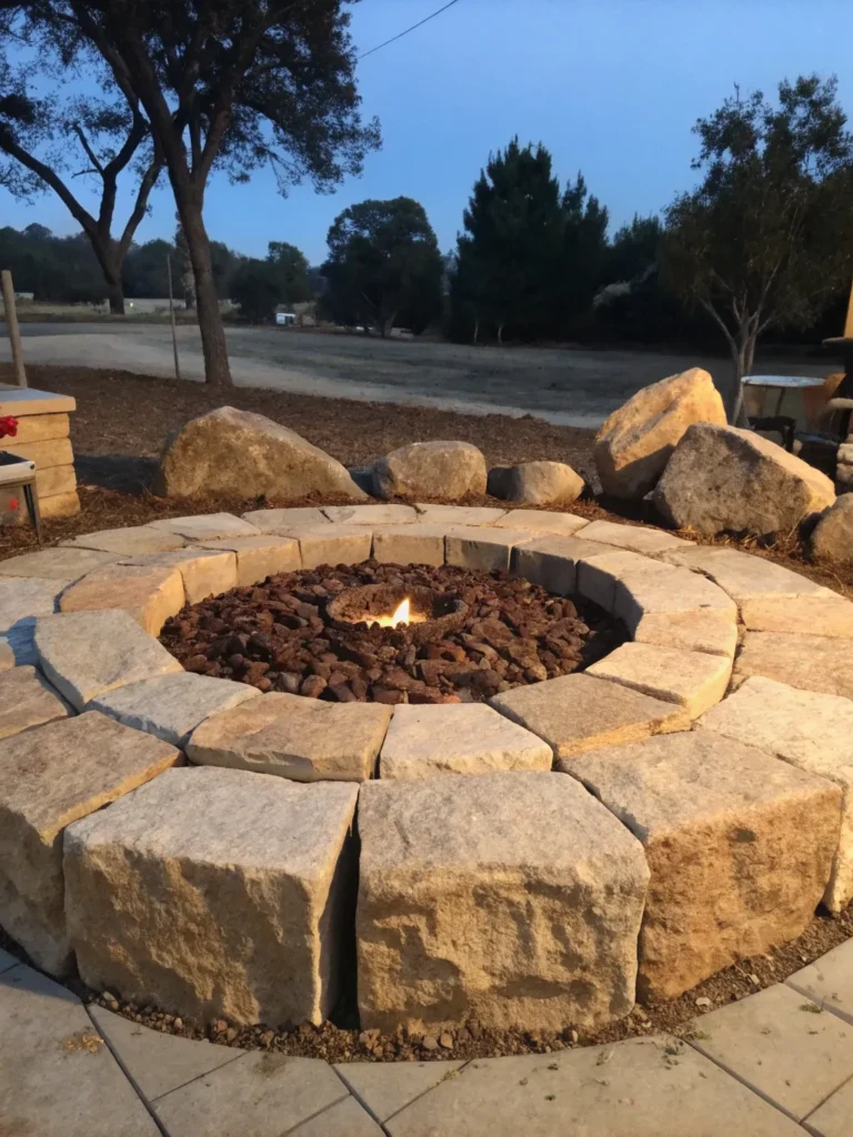 6 circular granite blocks natural fire pit ideas