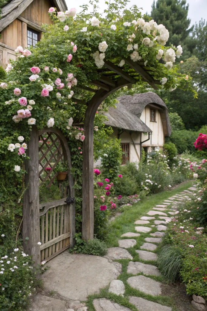 6 fairytale cottage garden with rustic arch rust 1