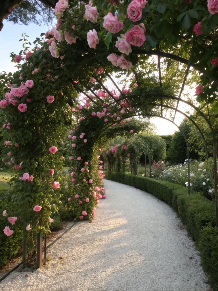 6 garden arch covered in lush pink climbing roses