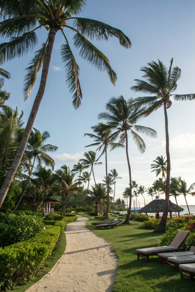 6 palm tree a tropical garden with tall palm t