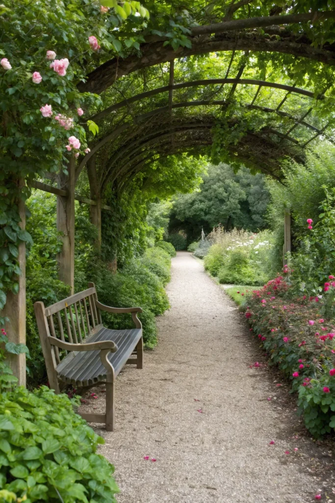 6 pathways leading to garden seating areas a gra