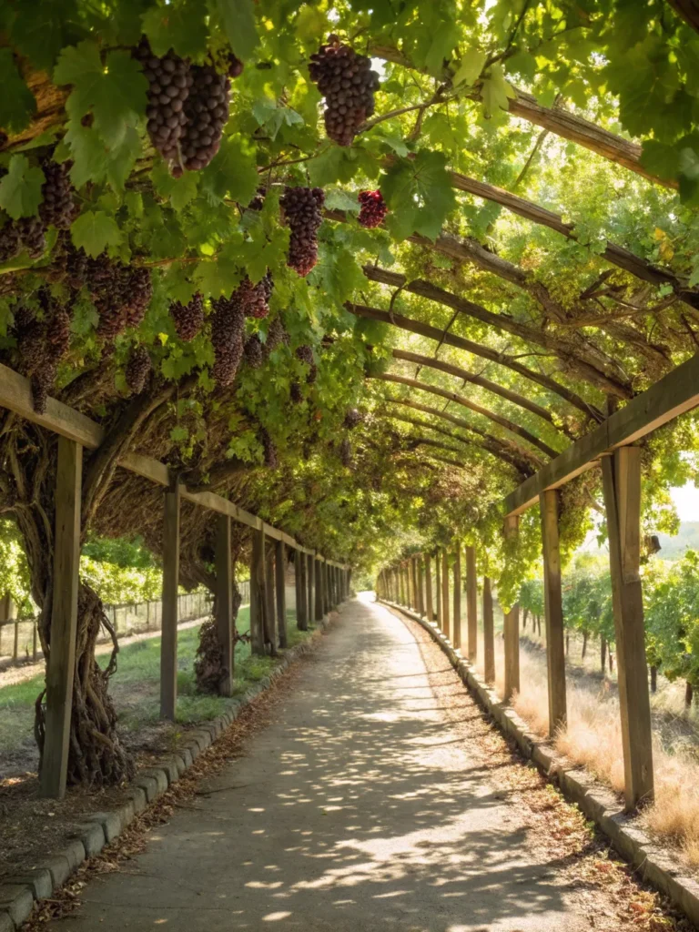 6 realistic depiction of a long wooden arbor tunn