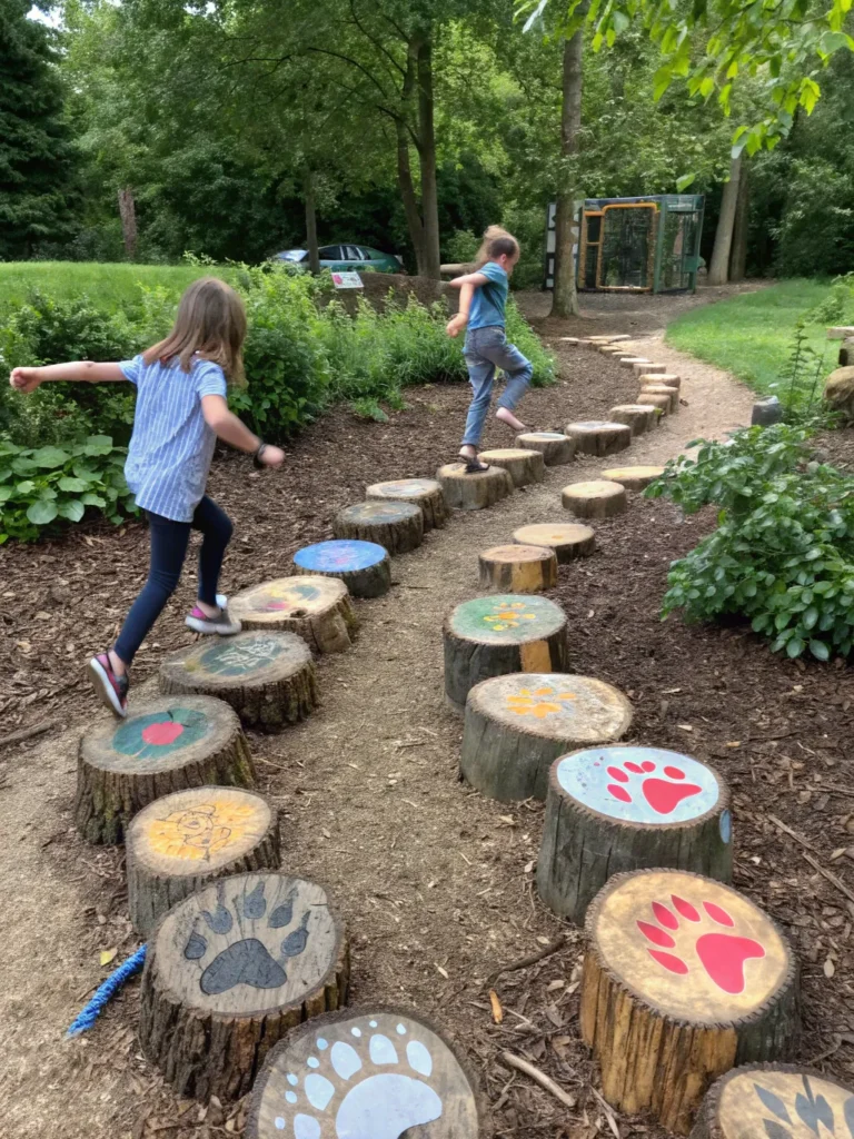 6 tree stump stepping stones a winding path made