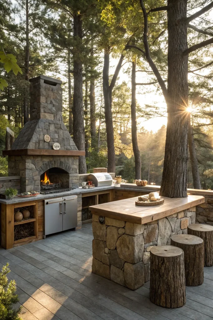 6 woodsy outdoor kitchen design a rustic kitchen