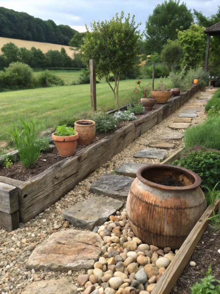 6country style garden using rustic garden edging w