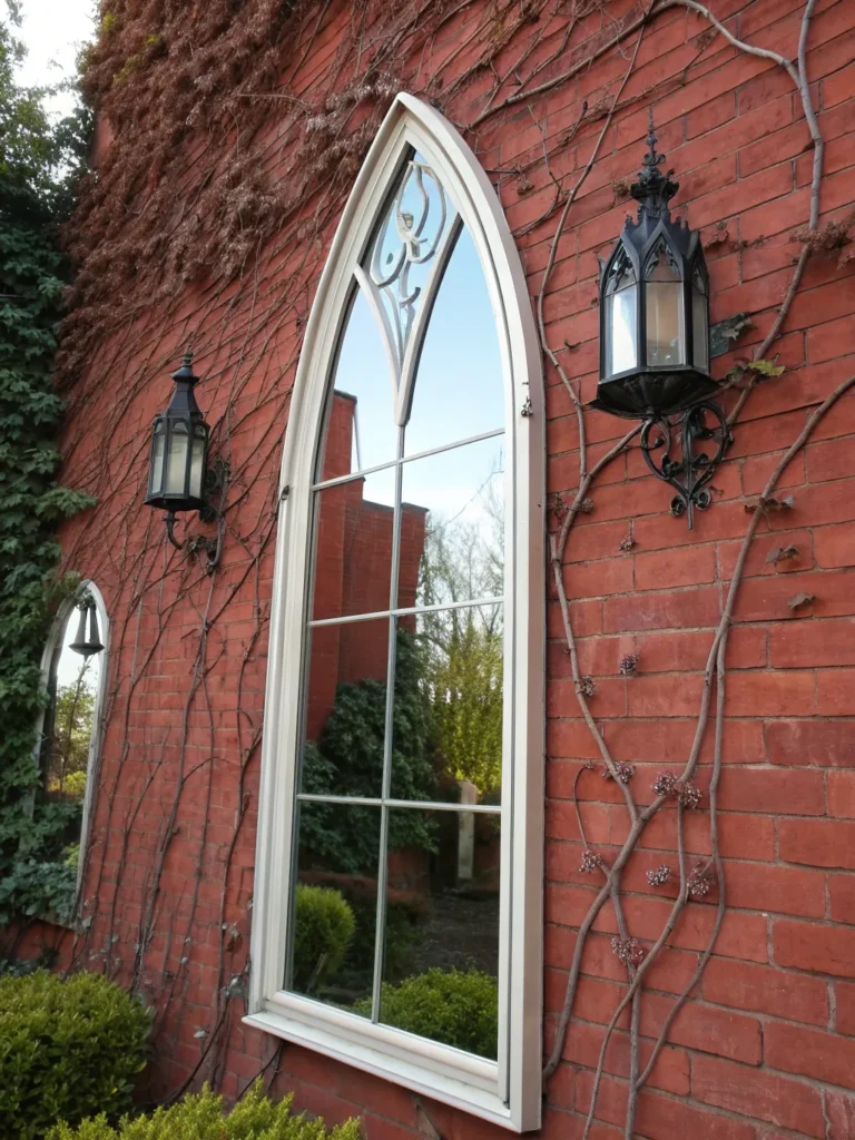 7 a tall pointed arch mirror resembling a cathedr