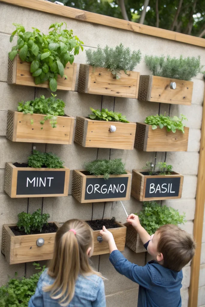7 herb wall with chalkboard labels a garden wall