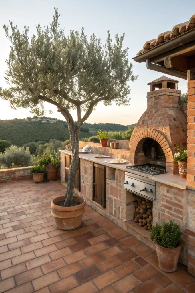 7 mediterranean brick clay deck kitchen with t