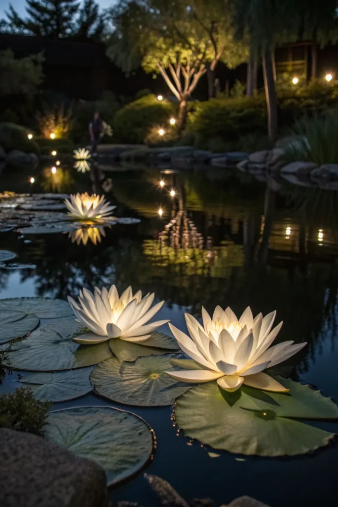 7 moonlight water lilies glowing silver white t