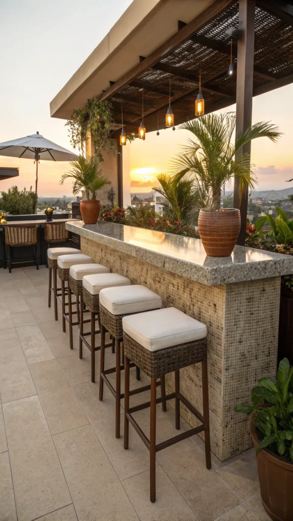 7 rattan bar stools a sleek outdoor bar with t