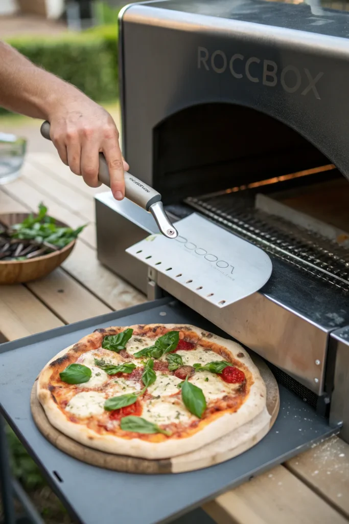 7 roccbox pizza peel close up of a chef using a