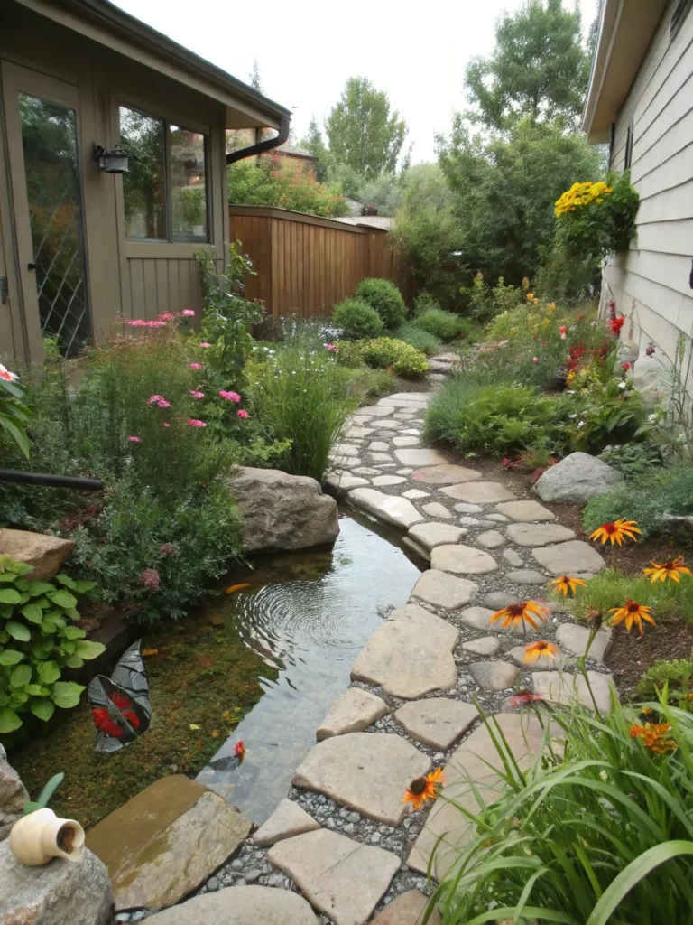 7 small courtyard rain garden with shallow water