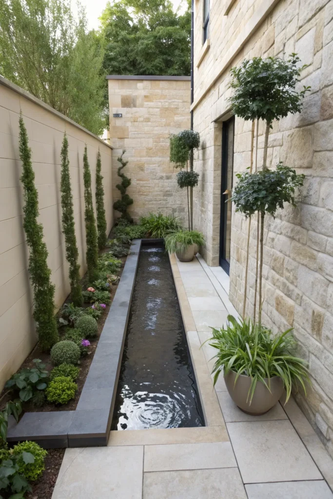 7 small urban garden with a stream like water fe