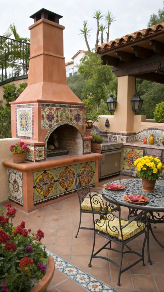 7 spanish style outdoor kitchen with terracotta