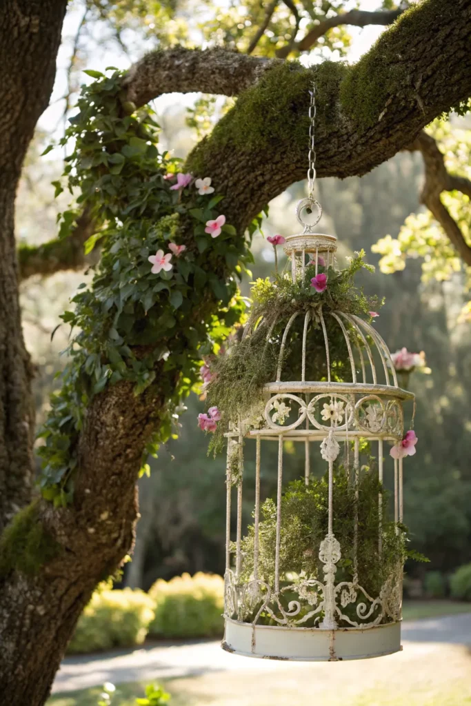 8 birdcage planter ornate white metal birdcage