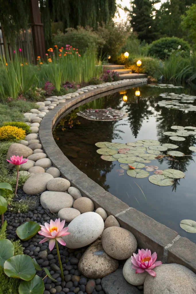 8 elegant garden border with river stones roun