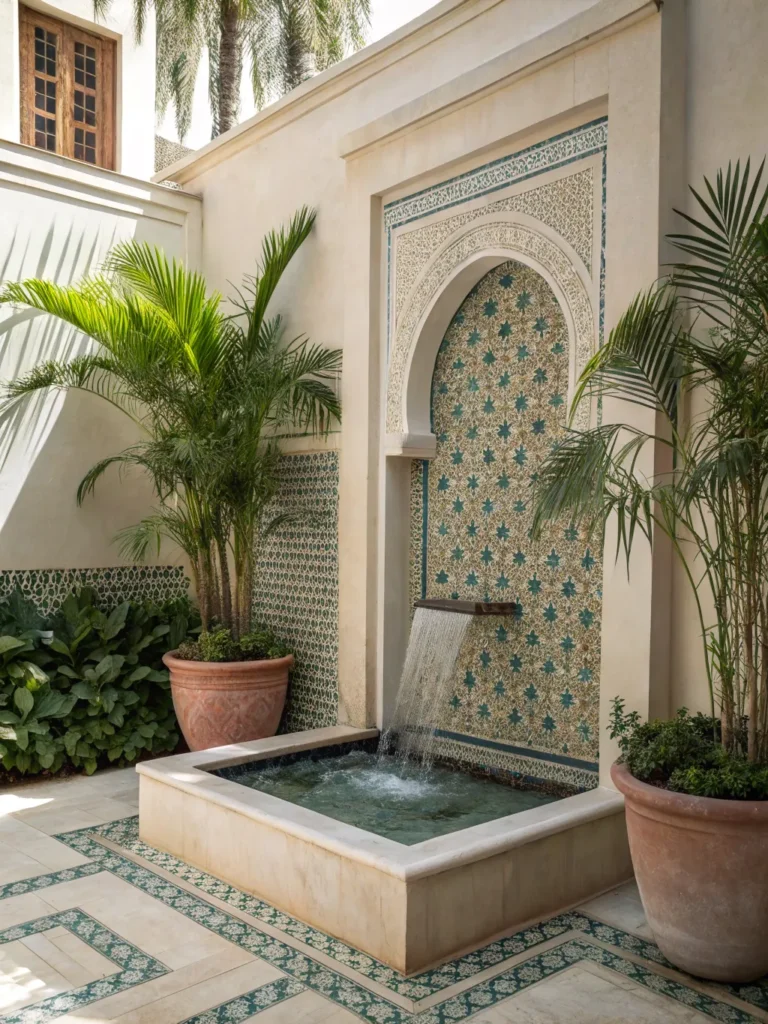 8 modern courtyard wall fountain with a thin shee