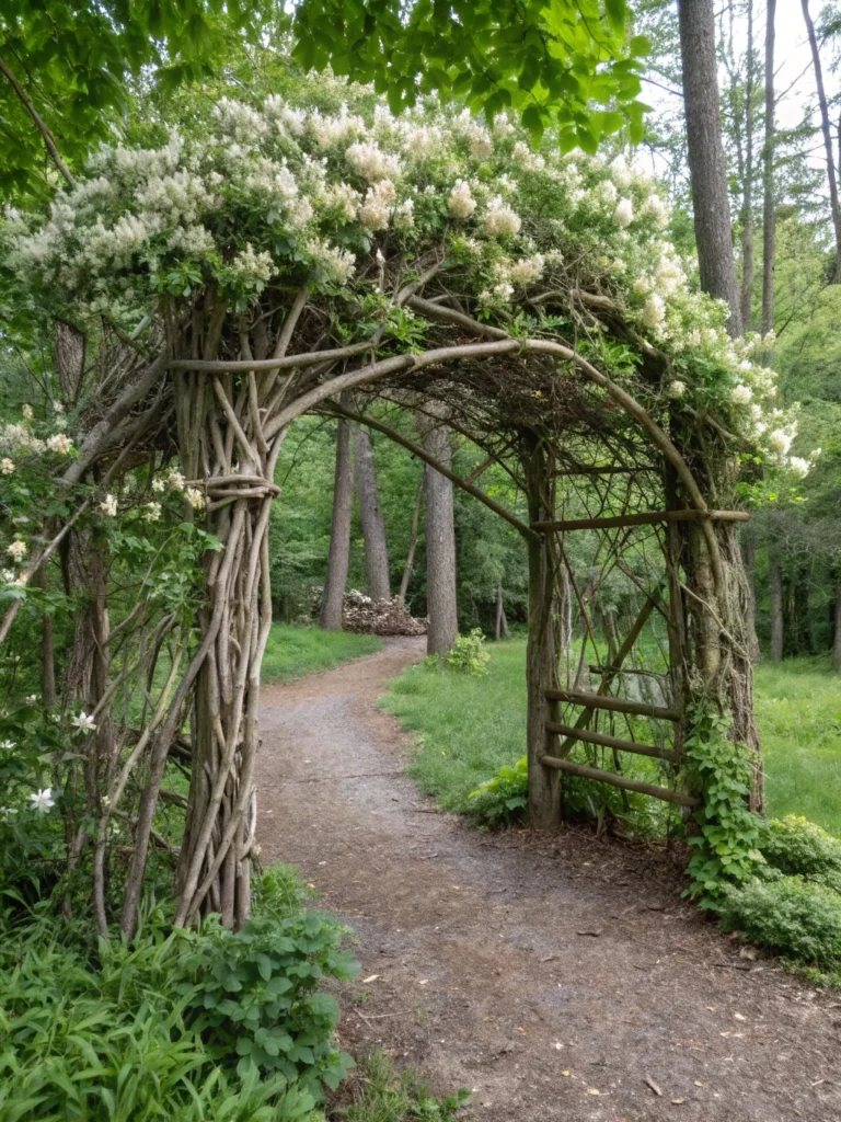 8 realistic image of an arbor built from intertwi