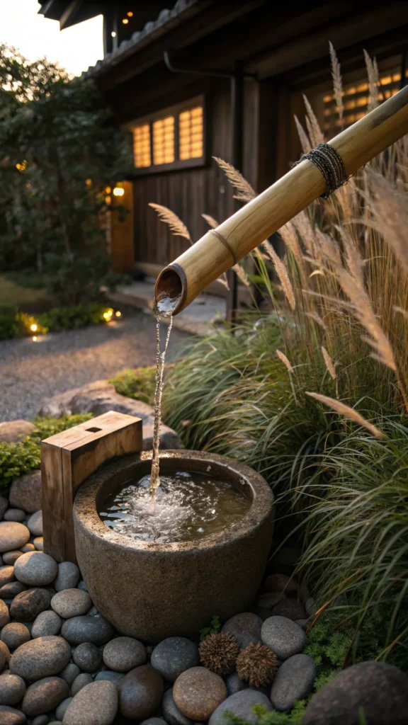 8 traditional japanese bamboo water spout pouring