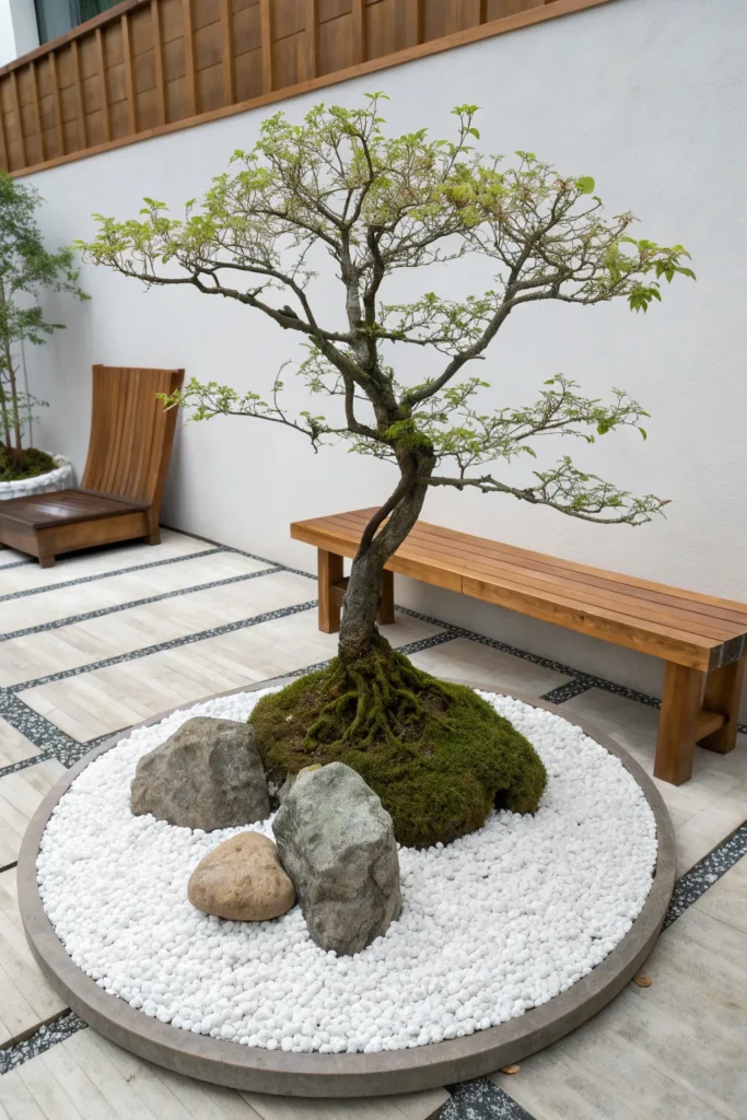 8 white gravel bonsai focus a bonsai tree placed