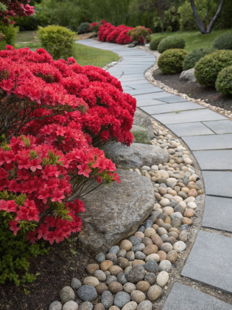 9 edge of a garden path lined with kurume azalea