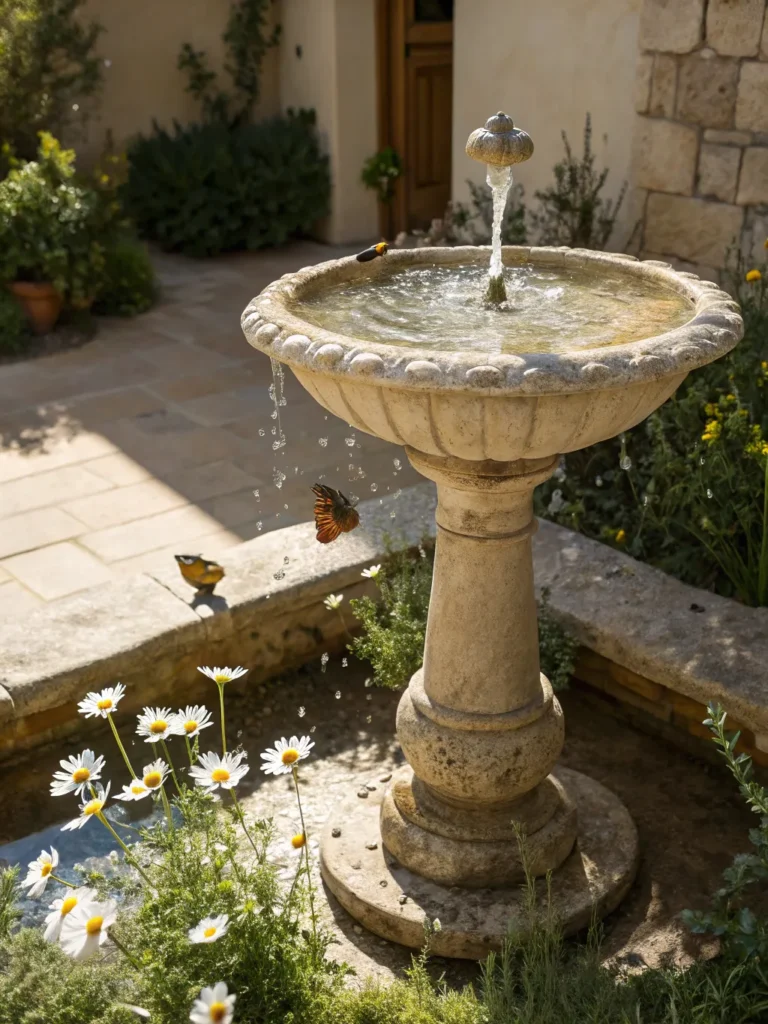 9 elegant stone birdbath in a sunny courtyard wa