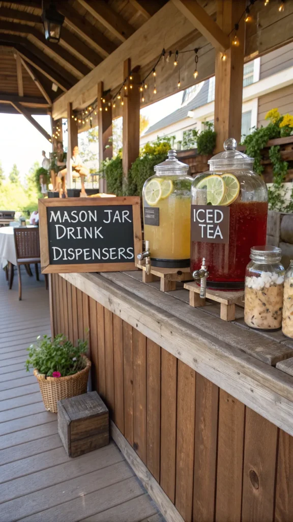 9 mason jar drink dispensers a rustic wooden b