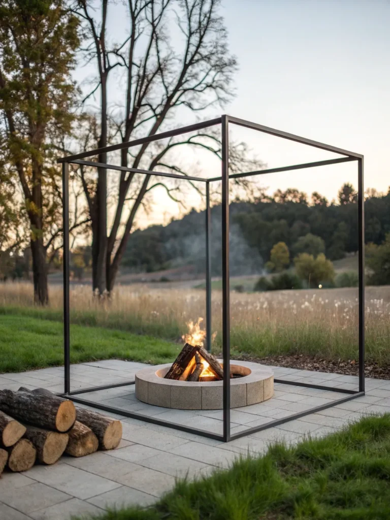 9 minimalist iron frame natural fire pit ideas