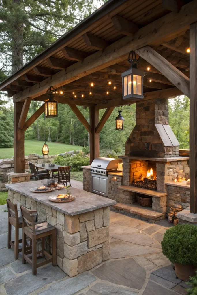 9 rustic country bbq corner a stone fireplace