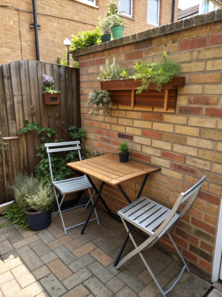 9 small courtyard garden with a fold down wooden