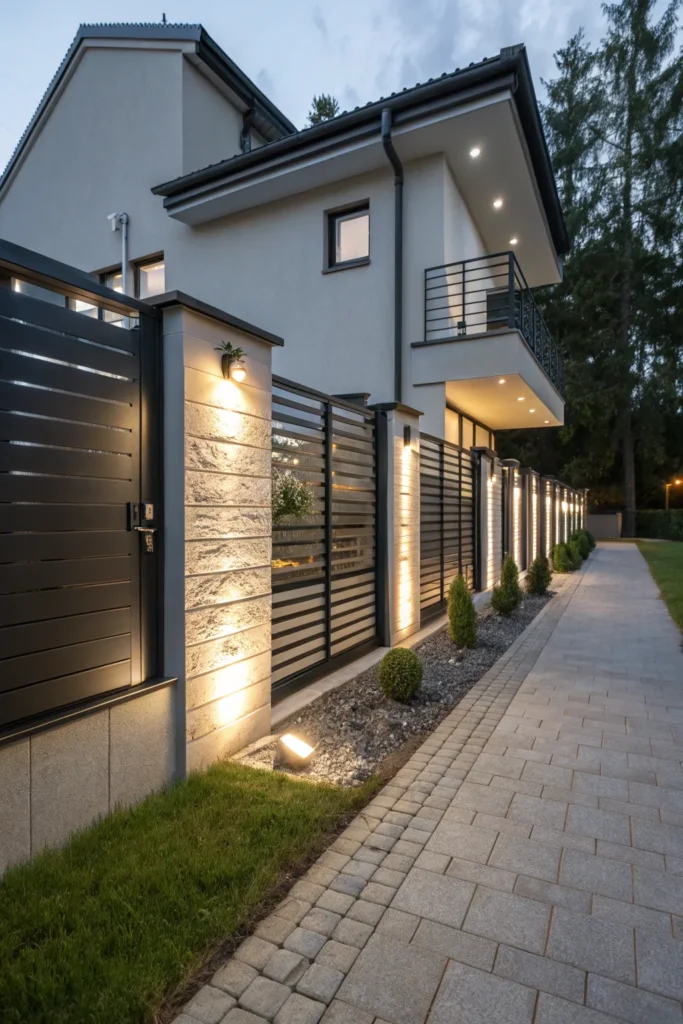 9 smart fence with integrated lighting securit