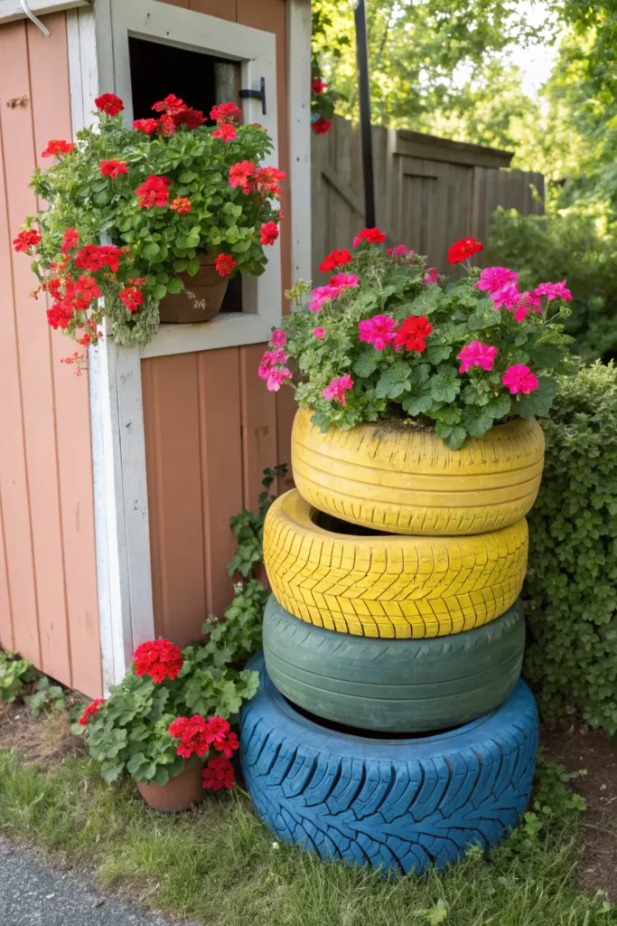 9 tire vertical planter stack three stacked ti