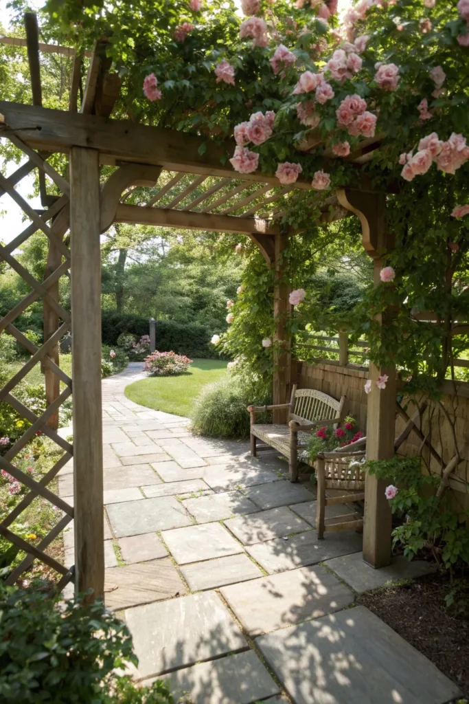 9 trellis a wooden trellis covered in blooming r